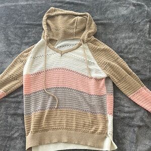 Striped Knit Hoodie Sweater